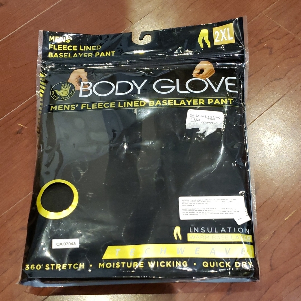 NWT Body Glove Black Fleece Lined Baselayer Pants Mens 2XL